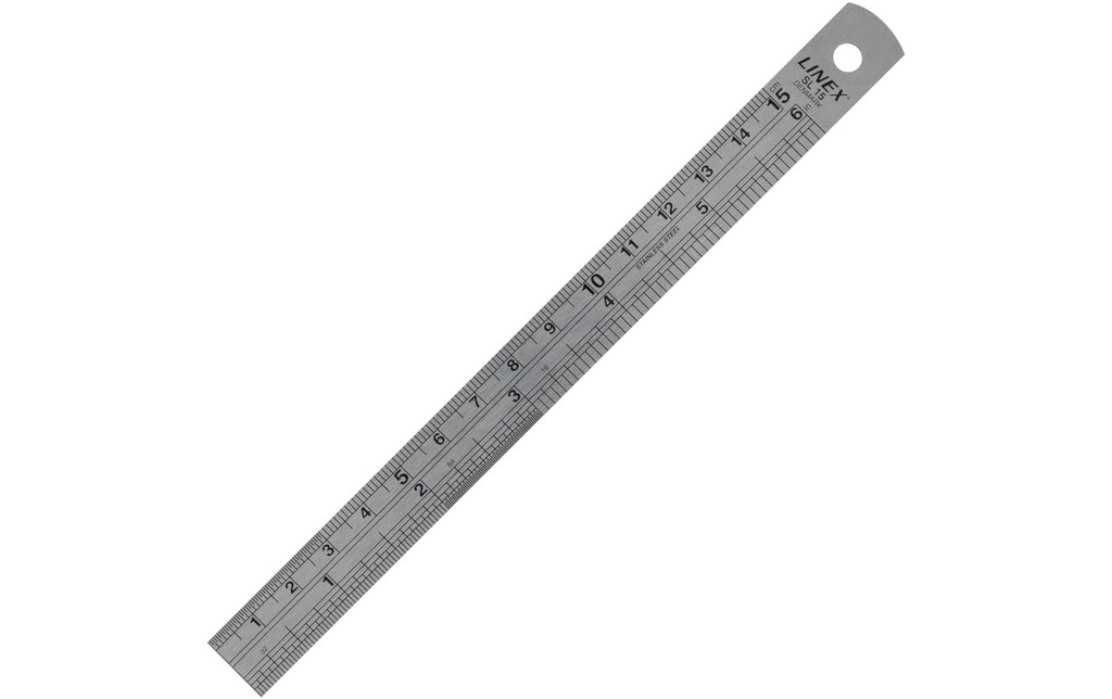 Linex Règle en acier 15 cm , Gris