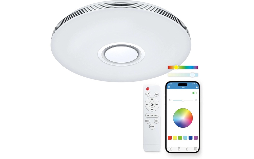 KSiX Plafonnier intelligent Aura RGBIC 90 W Blanc 49 cm