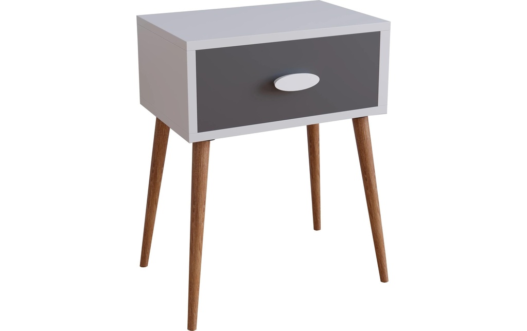VCM Table de nuit Singol L 44.5 x 60 cm,  Anthracite/Chêne miel