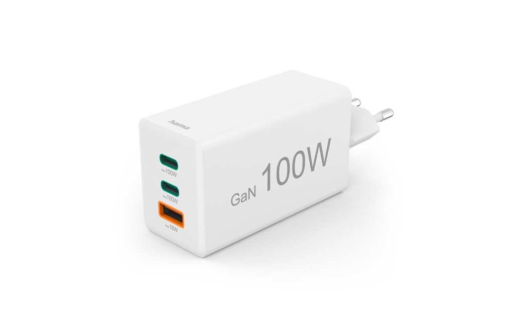 Hama Chargeur mural USB Gan charger 1x USB-A 2x USB-C 100 W Blanc