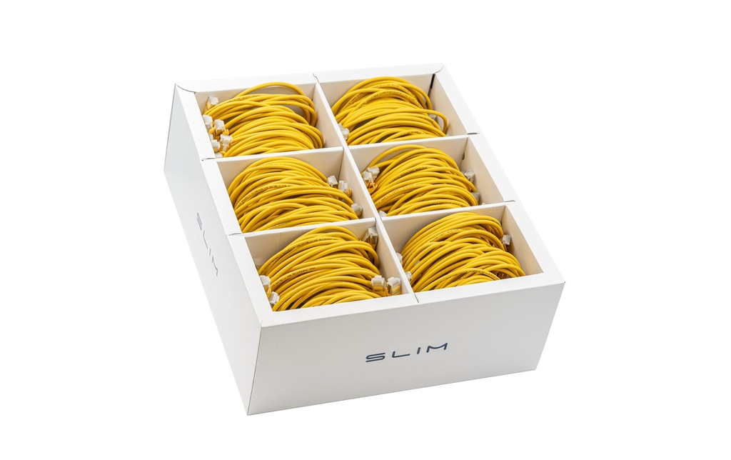 SLIM Câble patch slim RJ-45, Cat 6A, U/FTP, 0.5 m, Jaune, paquet de 90