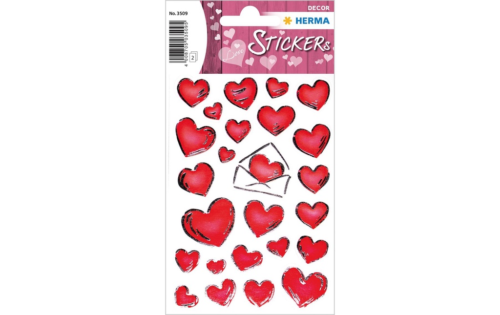 Herma Stickers Autocollant 3D Coeurs en argent 50 Pièce/s Rouge