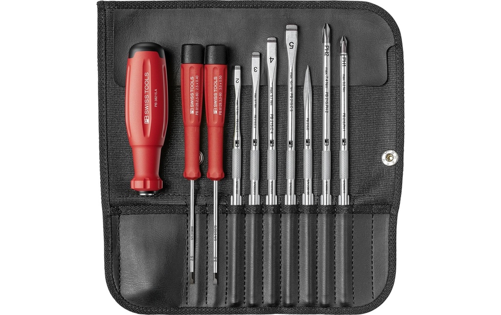 PB Swiss Tools Jeu de tournevis PB 38215.ind lames interchangeables 9 pièces