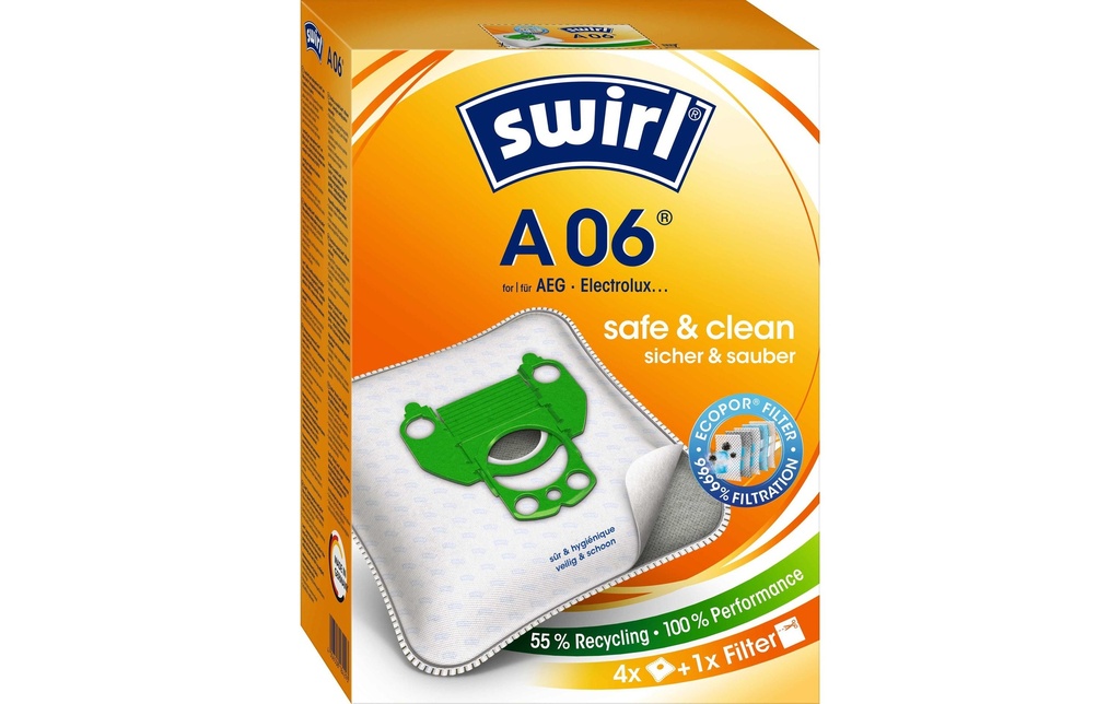 Swirl Sac filtrant pour aspirateur A 06 4 Pièce/s