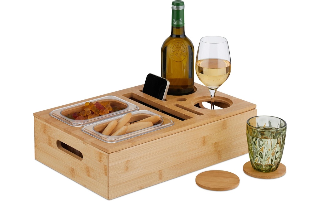 relaxdays Plateau de service Marron clair/transparent