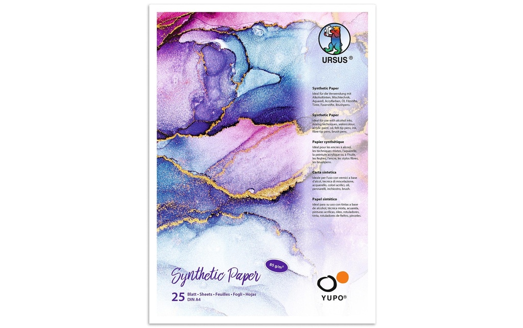 URSUS Bloc à dessin Yupo Synthétique, A4, 85 g/m2, 25 feuilles