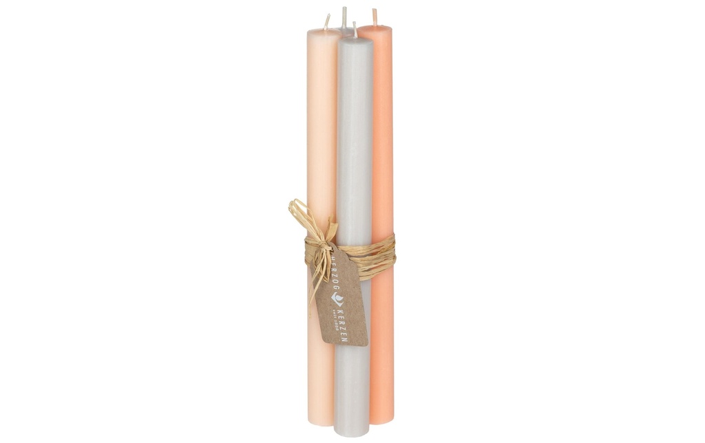 Herzog Kerzen AG Bougie droite Gelée blanche 2.2 x 24 cm, 4 pièces, abricot/Saumon/Gris