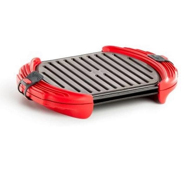 Lékué Gril à micro-ondes XL 27 cm, Rouge/Noir
