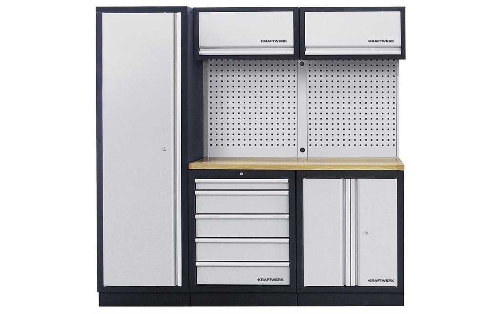 Kraftwerk Atelier Combinaison complète de 3 unités avec paroi perforée, Hêtre 1361 mm
