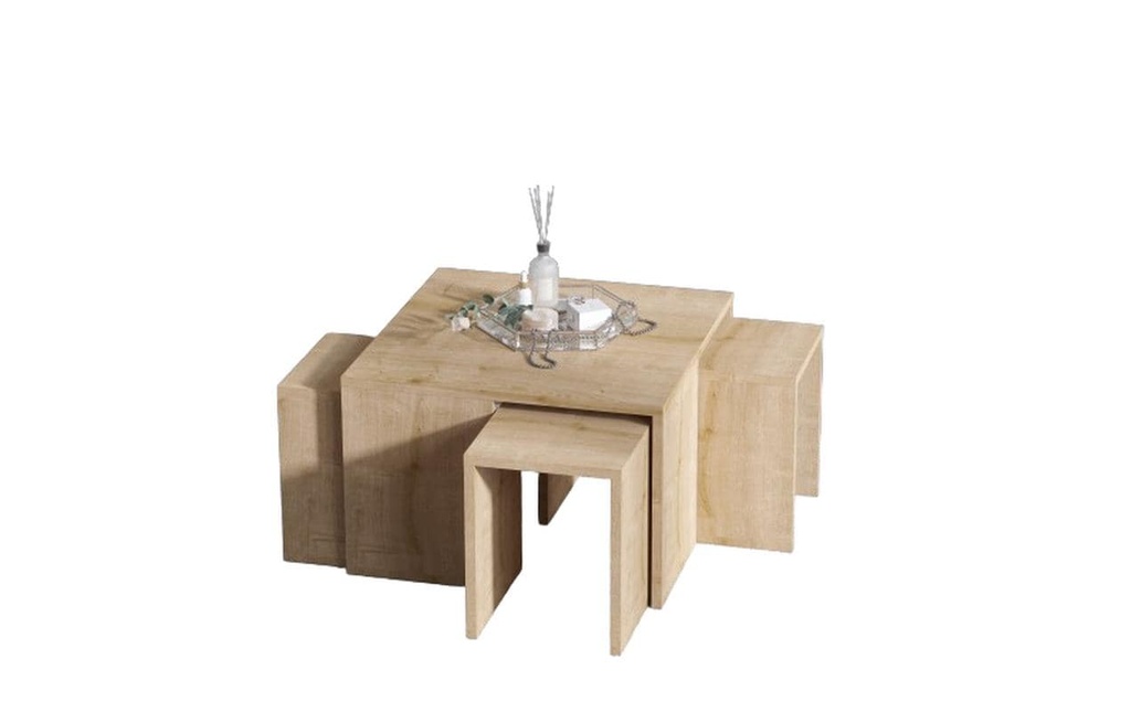 Woody Fashion Table basse Ortanca Set de 5 pièces, Nature