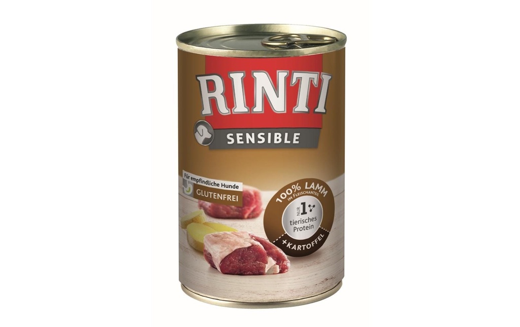 Rinti Alimentation humide Boîte sensible agneau + pomme de terre, 400 g