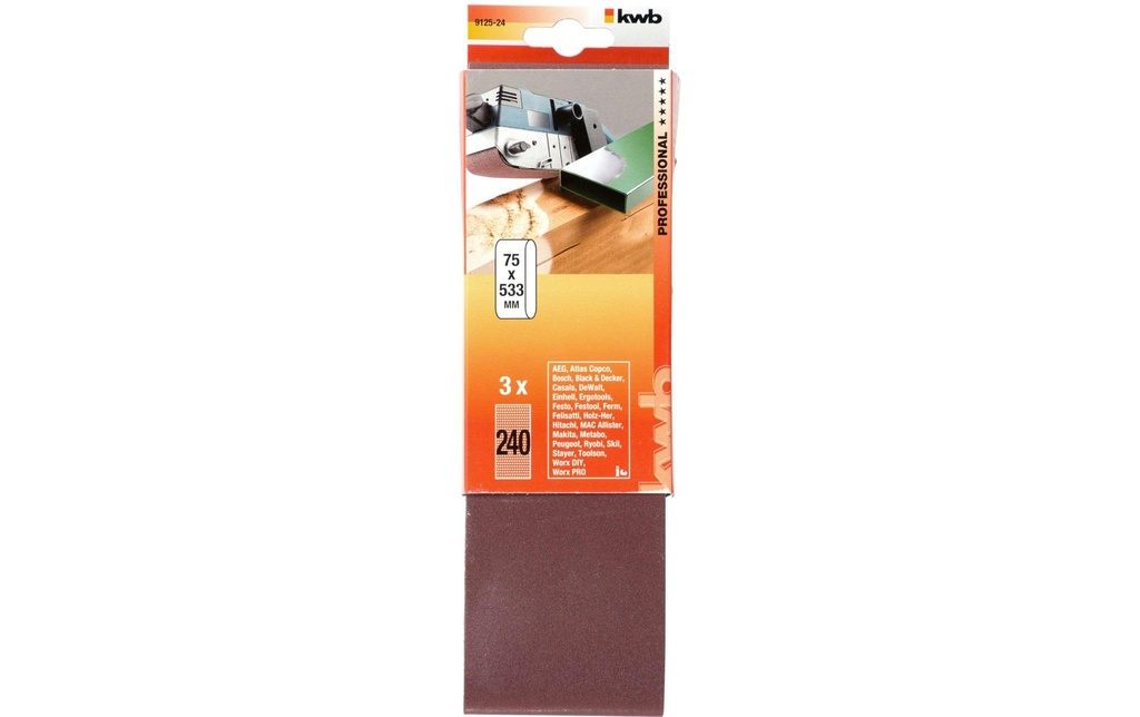 kwb Bande abrasive 75 x 533 mm K240 3 pcs.