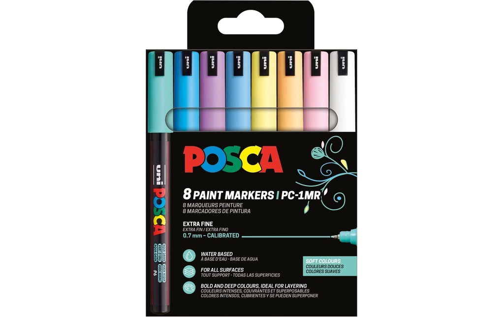 [258196300] UNI POSCA Fineliner Posca softcolors 8Et (8 pces)