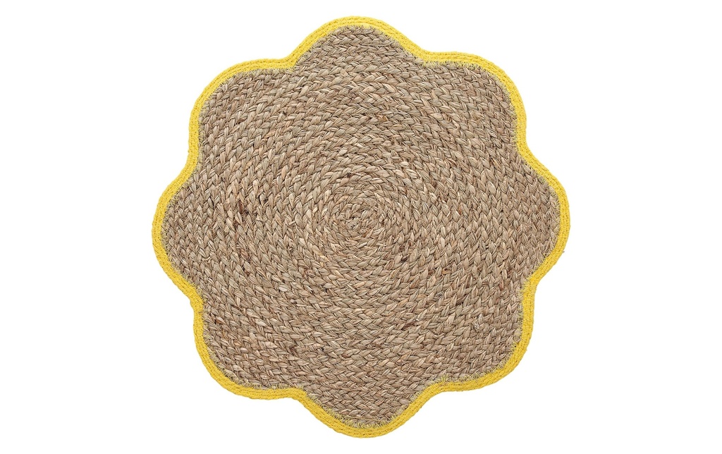 Zeller Present Set de table Fleurs tressées Herbe de mer 38 cm x 38 cm, Brun/Jaune