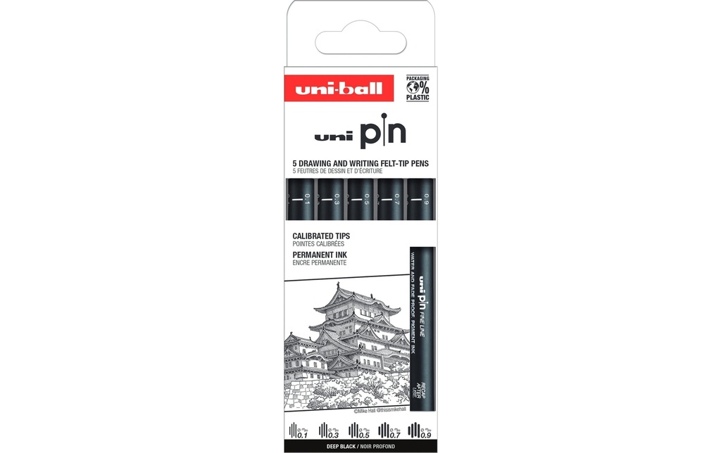 [258200008] UNI-BALL Fineliner PIN étui 5pces (5 pces)