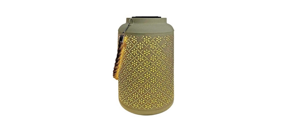 Dameco Lanterne solaire à LED en métal jaune D15.5 cm H25.5 cm