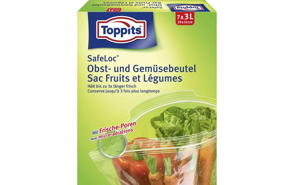 Toppits Sachets pour fruits et légumes 28 cm x 28 cm, 7 Pièce/s