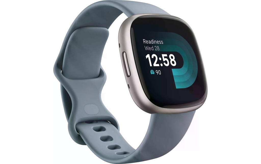 Fitbit Montre de sport GPS Versa 4 Smartwatch Bleu foncé/Argent