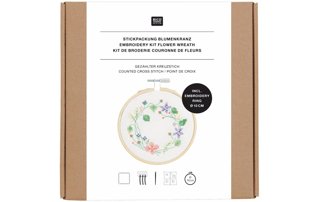Rico Design Set de broderie Couronne de fleurs Ø 10 cm