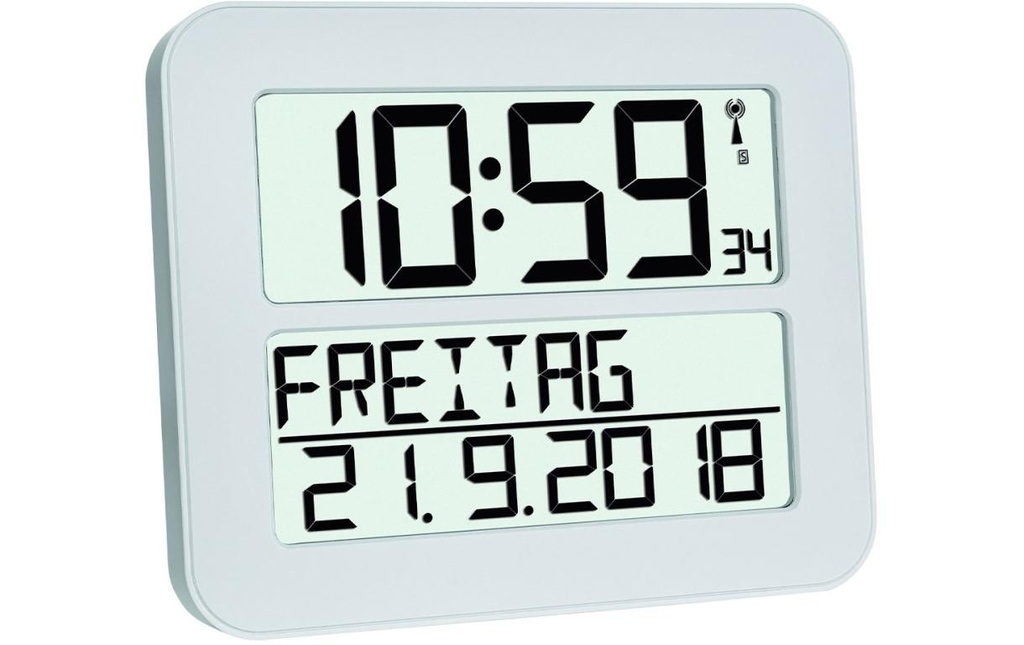 TFA Dostmann Horloge murale radio Timeline Max Blanc