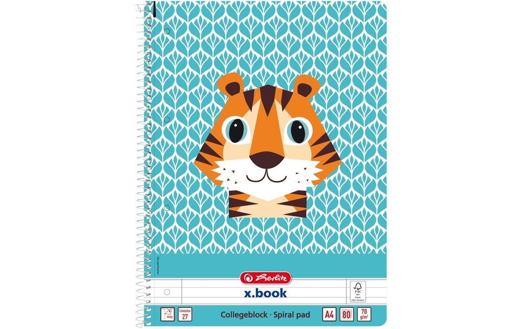 HERLITZ Bloc collège A4 ligné tigre (160 pces)
