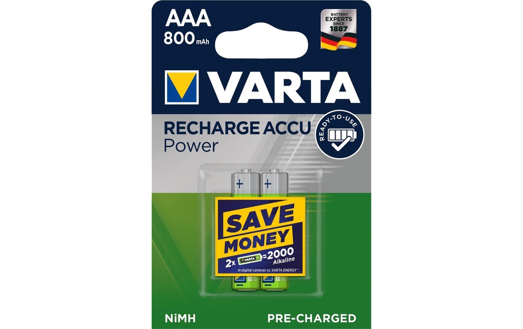 Varta Batterie Power NiMH AAA 800 mAh, 2 Pièce/s