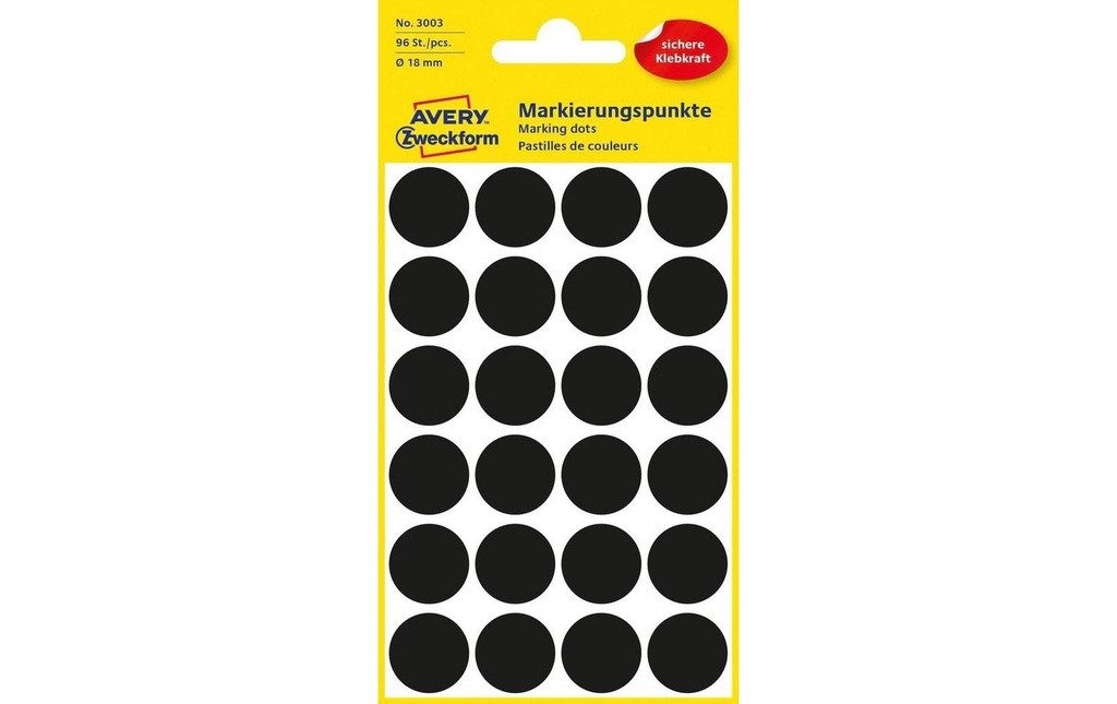 Avery Zweckform Pastilles adhésives 18 mm Noir