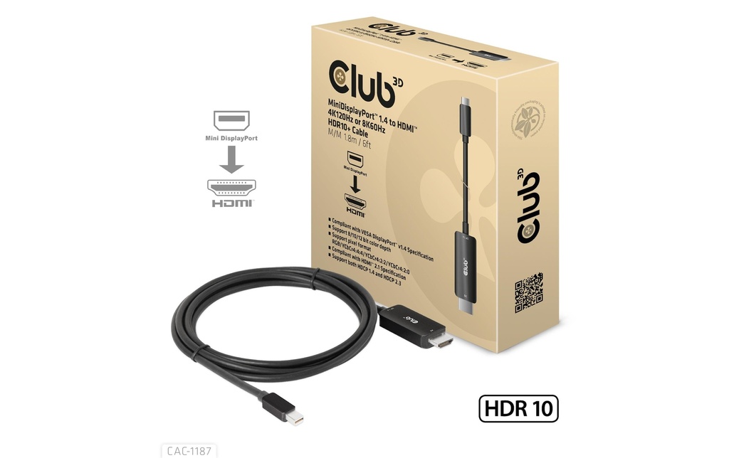 Club 3D Câble CAC-1187 Mini DisplayPort - HDMI, 1.8 m