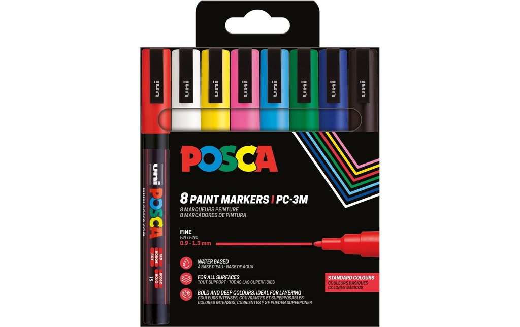UNI POSCA Marqueur Posca 0.9-1.3 ét.8pcs (8 pces)