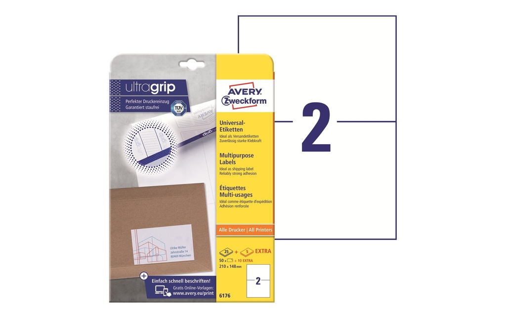 Avery Zweckform Étiquettes universelles 6176 210 x 148 mm, 30 feuille