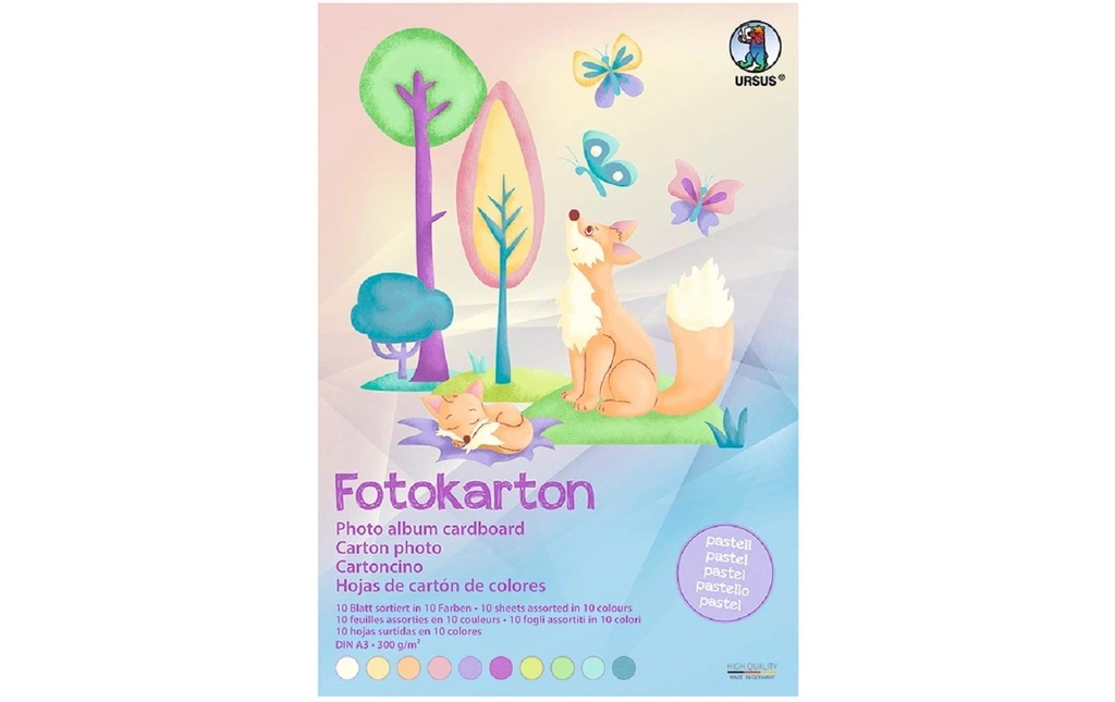 URSUS Papier cartonné A3, 300 g/m², 10 feuilles, 10 couleurs