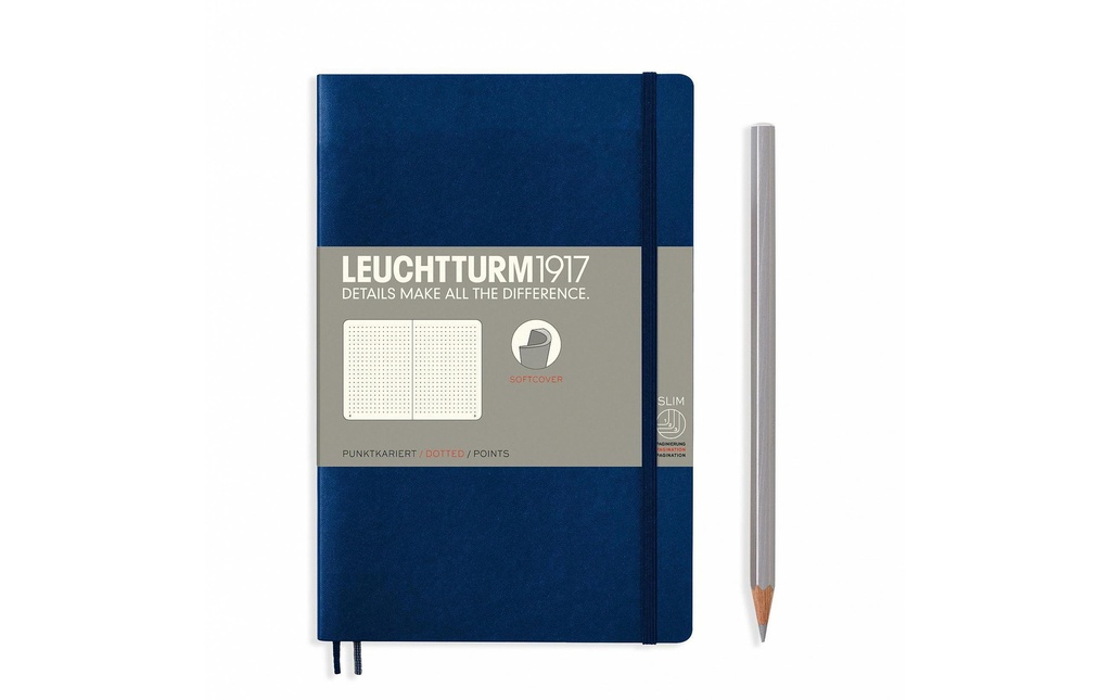 Leuchtturm Carnet de notes Paperback Softcover B6, Pois, Bleu marine