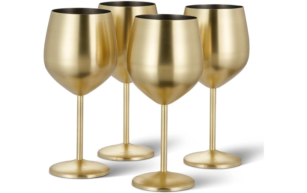 Oak & Steel Service de verres à vin 500 ml, 4 Pièce/s, or mat
