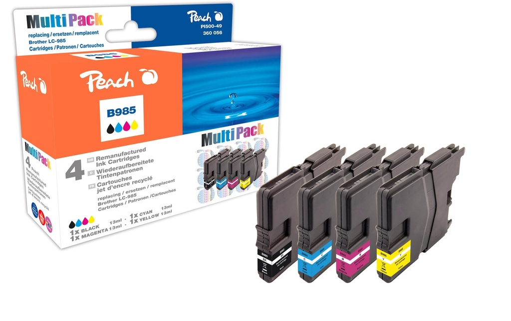 Peach Kits d’encre Brother LC-985 XL C/M/Y/BK