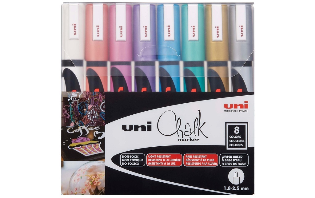 [258505126] UNI-BALL Marq.craie 1.8-2.5mm met.ass (8 pces)