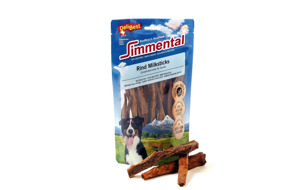 DeliBest Produit à mâcher  Bâtons de lait de bœuf Simmental, 200 g