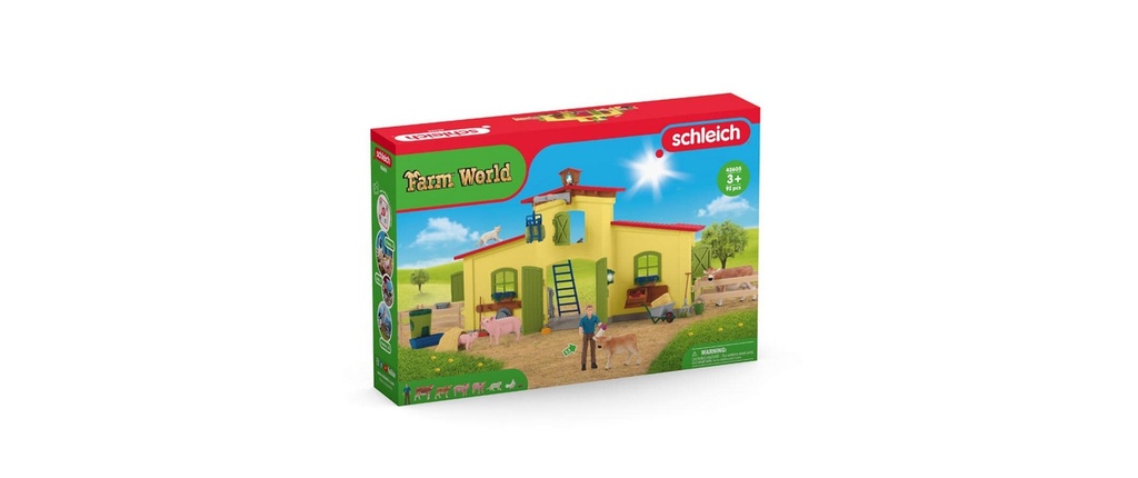 Schleich Ensemble de pions Farm World Étable avec animaux et accessoires