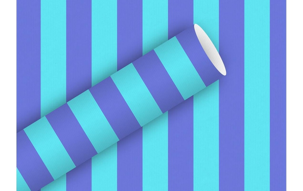 Braun + Company Papier cadeau Stripes bleu, 2 m x 70 cm