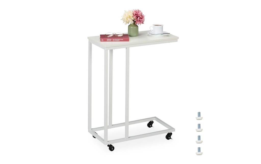 relaxdays Table d'appoint 60 x 79 cm, Blanc