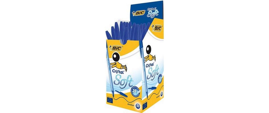 BIC Stylo bille Cristal Soft 0.35 mm, 50 pièces, Bleu