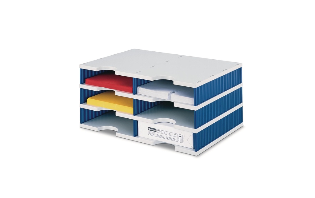 Styro Rangement pour documents styrodoc duo Standard, Bleu, 6 compartiments