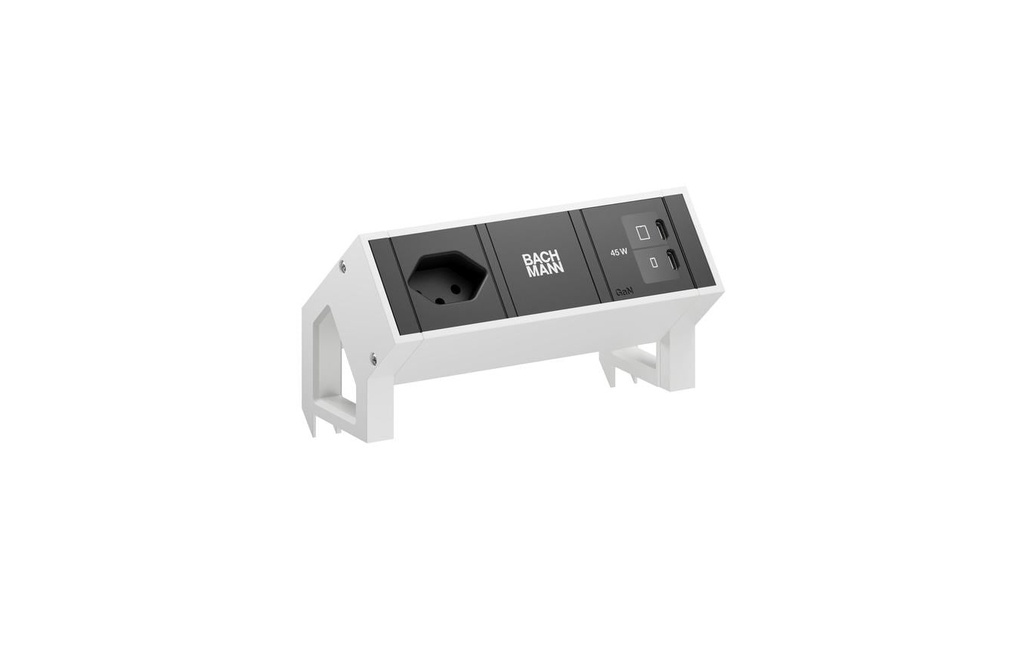 Bachmann Bloc multiprises de table DESK2 1xT13 1xUSB C/C 45W 0.2m RAL9010