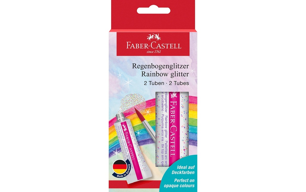 Faber-Castell Pasta glitterata Arc-en-ciel 2 pigeons de 12 ml chacun