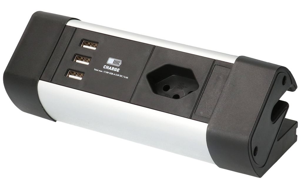 Max Hauri Bloc multiprises de table Office Line, 1x T13, 3x USB A