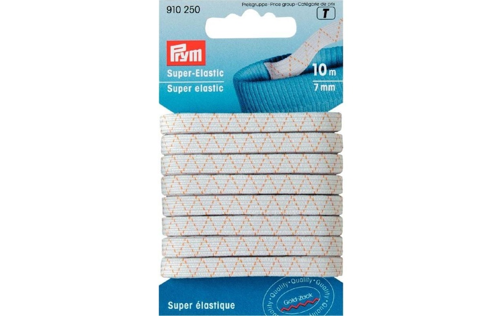 Prym Bande élastique Blanc, 10 m x 7 mm