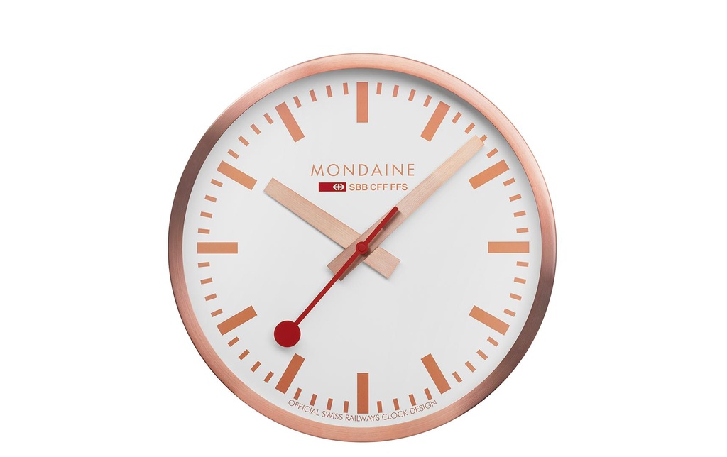 Mondaine Horloge murale Quartz Ø 25 cm, Blanc/Cuivre