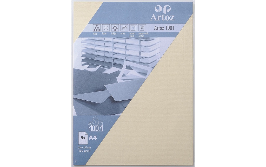 Artoz Papier à lettres 1001 A4 100 g/m² Chamois, 5 feuilles