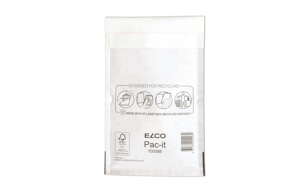ELCO Pochette rembourrée à bulles d’air 14.2 x 22.5 cm Blanc, paquet de 100 pièces