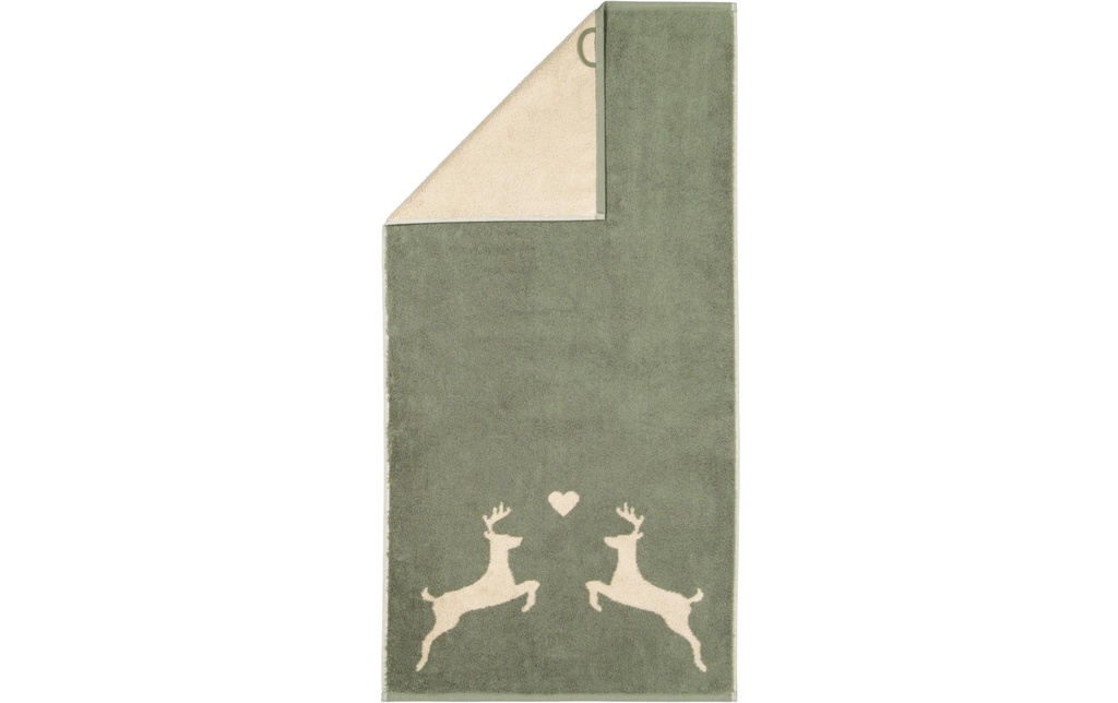 Cawö Serviette Alpenchic Edition Hirsch 50 x 100 cm, Vert/Beige