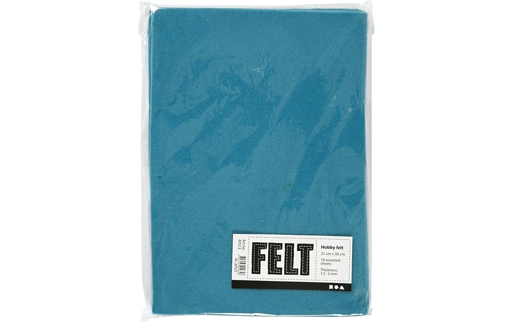 Creativ Company Feutre de bricolage 1.5 - 2 mm, A4, 10 feuilles, Turquoise